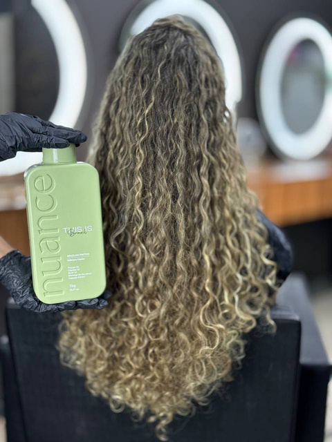 Blonde curly hair before This is Brazil treatment